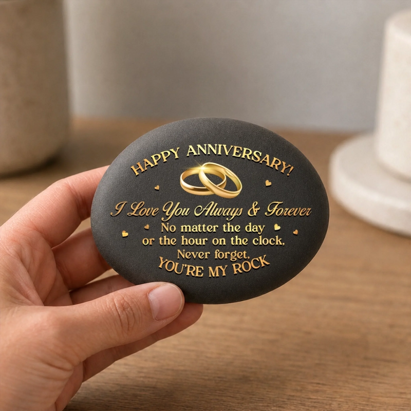 Custom Double-Sided Printed Rock - Personalized Anniversary Wedding Gifts For Husband And Wife, Him And Her - A Pinky Promise Meant For A Lifetime
