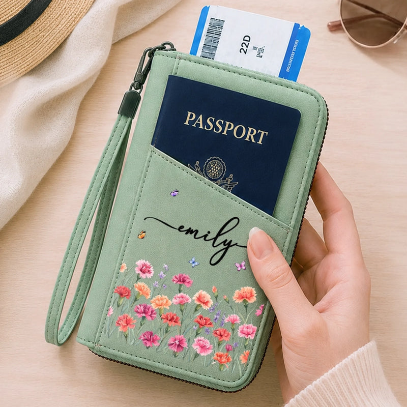 Custom Passport Holder Wallet - Personalized Summer Vacation And Travel Gifts For Wife, Daughter, Besties, Sisters, Granddaughter, Yourself - Wander More Worry Less