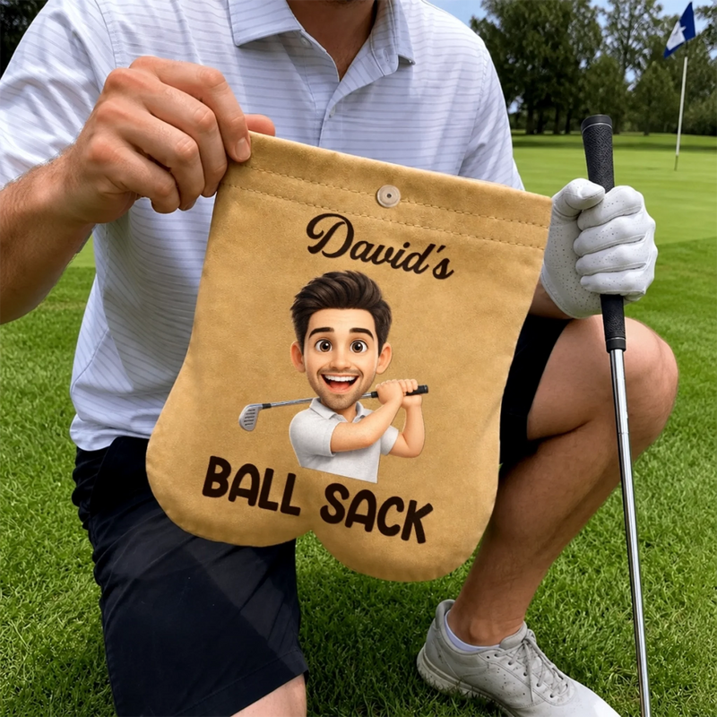Custom Photo Flannel Golf Ball Bag Sack - Personalized Birthday Gifts For Golf Lovers, Sports Fans, Sports Lovers - Lucky Ball Sack