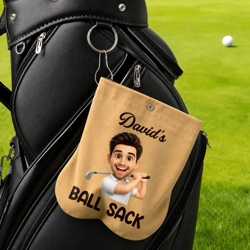 Custom Photo Flannel Golf Ball Bag Sack - Personalized Birthday Gifts For Golf Lovers, Sports Fans, Sports Lovers - Lucky Ball Sack