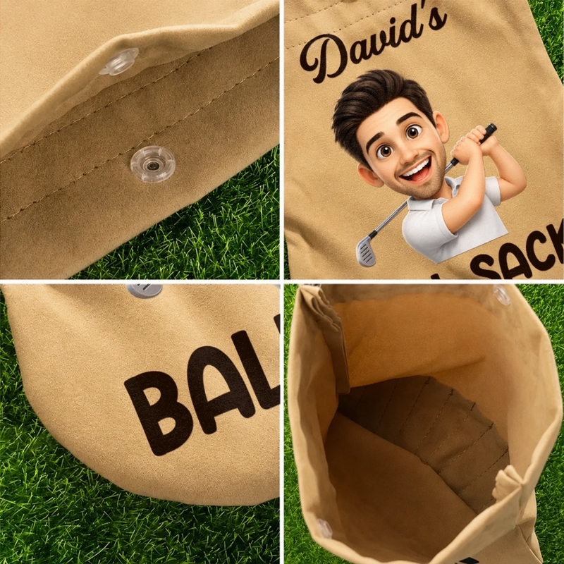Custom Photo Flannel Golf Ball Bag Sack - Personalized Birthday Gifts For Golf Lovers, Sports Fans, Sports Lovers - Lucky Ball Sack