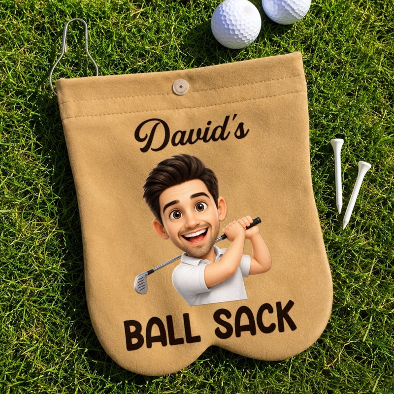 Custom Photo Flannel Golf Ball Bag Sack - Personalized Birthday Gifts For Golf Lovers, Sports Fans, Sports Lovers - Lucky Ball Sack