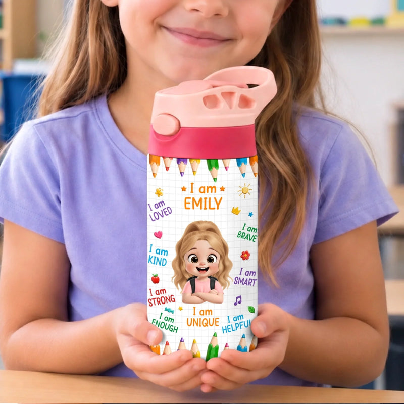 Custom Kids Insulated Water Bottle - Personalized Back To School Gifts For Kids - Ready Set Learn