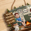 Custom Wood Sign - Personalized Birthday Camping Gifts For Campers, Husband And Wife, Dog Cat Lovers - Happy Campers And Furry Friends
