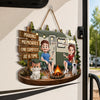 Custom Wood Sign - Personalized Birthday Camping Gifts For Campers, Husband And Wife, Dog Cat Lovers - Happy Campers And Furry Friends