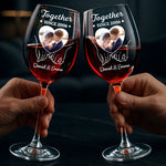 Custom Stemmed Wine Glass - Personalized Anniversary Wedding Gifts For Husband And Wife, Him And Her - Together, No Escape