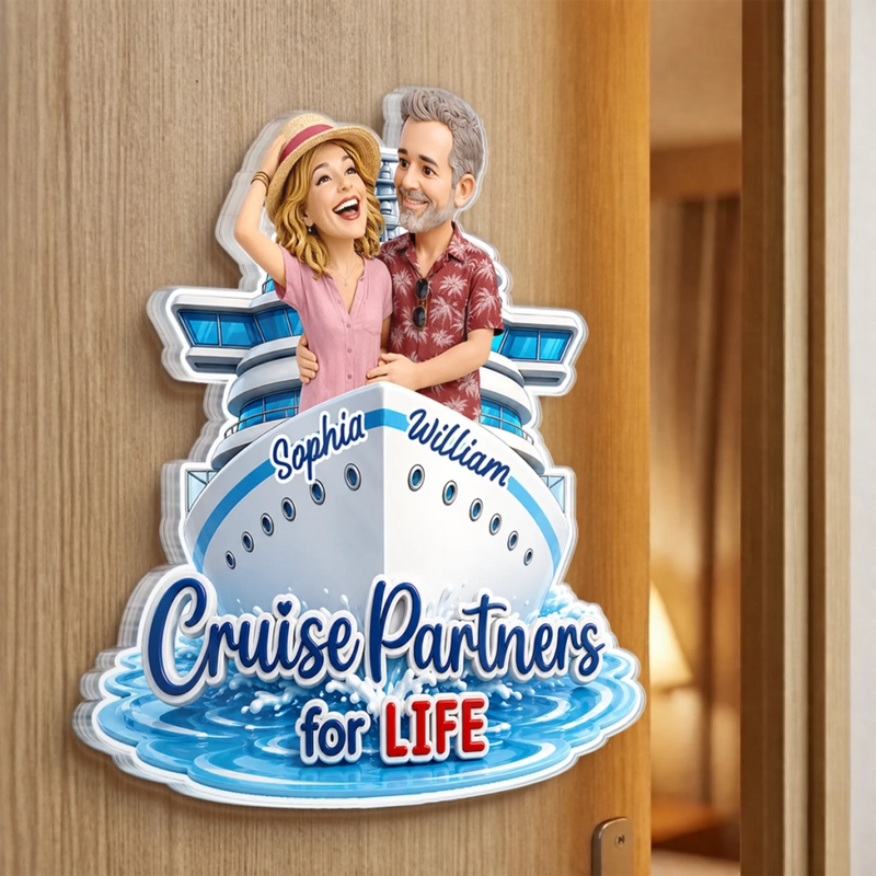 Custom Photo Cruise Ship Door Magnet - Personalized Summer Vacation And Travel Gifts For Husband And Wife, Him And Her, Cruise Lovers - Love On The High Seas