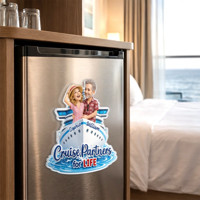 Custom Photo Cruise Ship Door Magnet - Personalized Summer Vacation And Travel Gifts For Husband And Wife, Him And Her, Cruise Lovers - Love On The High Seas