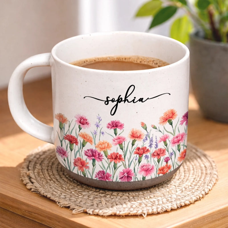 Custom Pottery Mug - Personalized Birthday Gifts For Wife, Daughter, Besties, Sisters, Granddaughter, Grandma, Mom, Yourself - Bloom With Grace