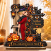 Custom 2-Layered Wooden Plaque - Personalized Halloween Anniversary Wedding Gifts For Husband And Wife, Him And Her - Love Never Gets Spooky