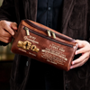 Custom Leather Toiletry Bag - Personalized Birthday Gifts For Grandson - Never Forget That I Love You