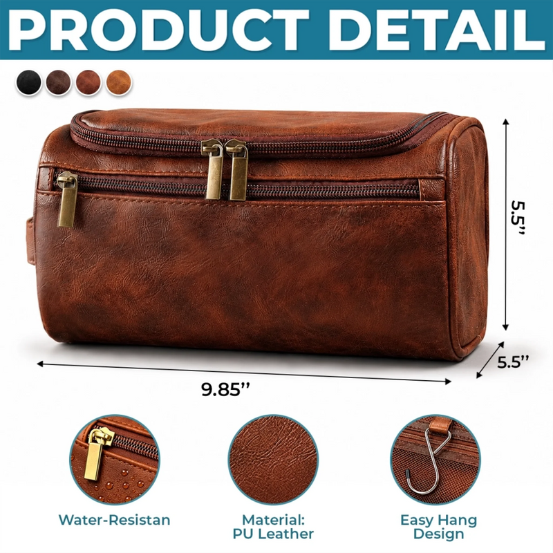 Custom Leather Toiletry Bag - Personalized Birthday Gifts For Grandson - Never Forget That I Love You