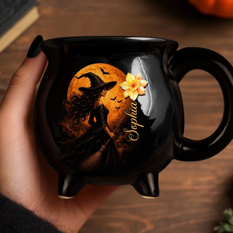 Custom 12oz Ceramic Cauldron Coffee Mug - Personalized Halloween Witchy Gifts For Wife, Daughter, Besties, Sisters, Granddaughter, Grandma, Mom, Yourself - Witch Mode On