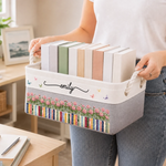 Custom Storage Basket - Personalized Bookish Gifts For Book Lovers, Bookworms, Readers - Bloom With Grace