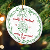 Custom First Christmas Ceramic Ornament - Personalized Anniversary Christmas Wedding Gifts For Husband And Wife, Him And Her - Married And Merry