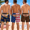 Custom Funny Patriotic Men Swim Trunks - Personalized Birthday Gifts For Husband, Son, Grandson, Brother, Grandpa, Dad, Yourself - Fake It From Behind
