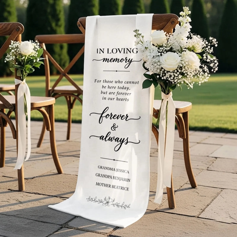 Custom Wedding Chair Sign - Personalized Memorial Sympathy Gifts For Brides & Grooms - Remembered With Love