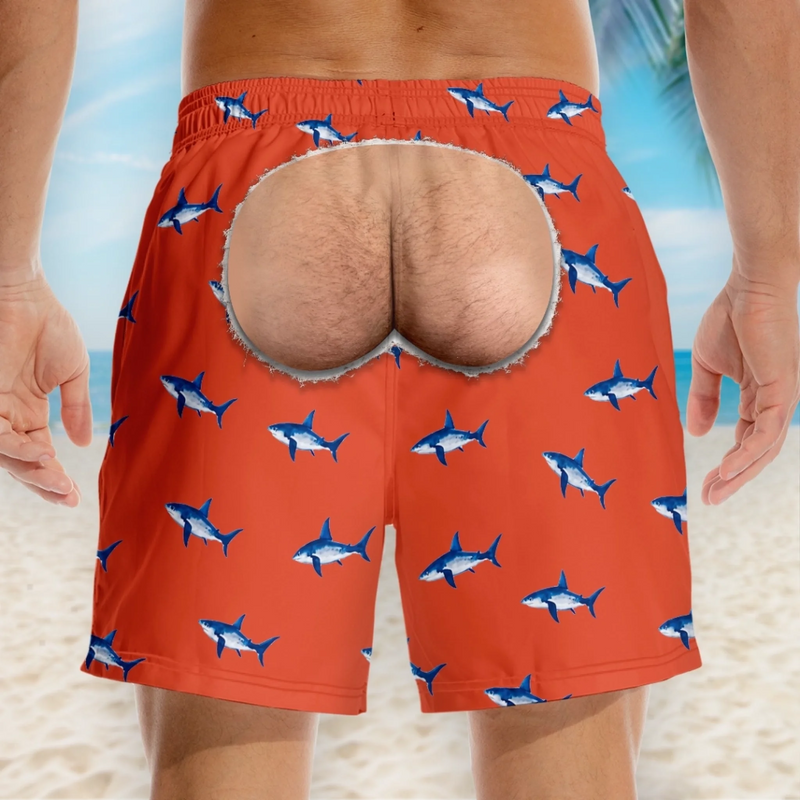 Custom Funny Men Swim Trunks - Personalized Birthday Gifts For Husband, Son, Grandson, Brother, Grandpa, Dad, Yourself - Rear View Champion