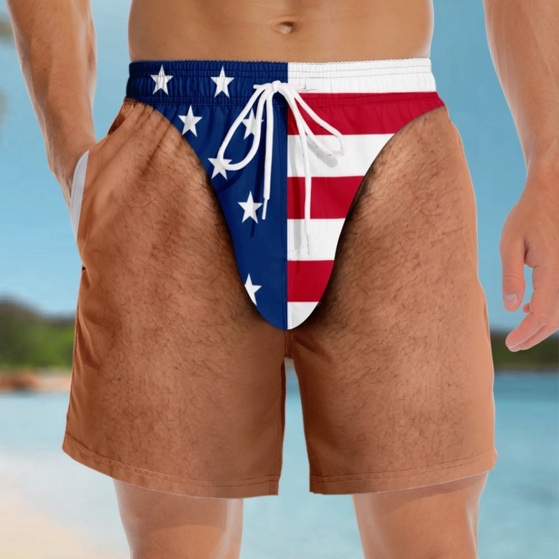 Custom Funny Patriotic Men Swim Trunks - Personalized Birthday Gifts For Husband, Son, Grandson, Brother, Grandpa, Dad, Yourself - Walk Away Winner