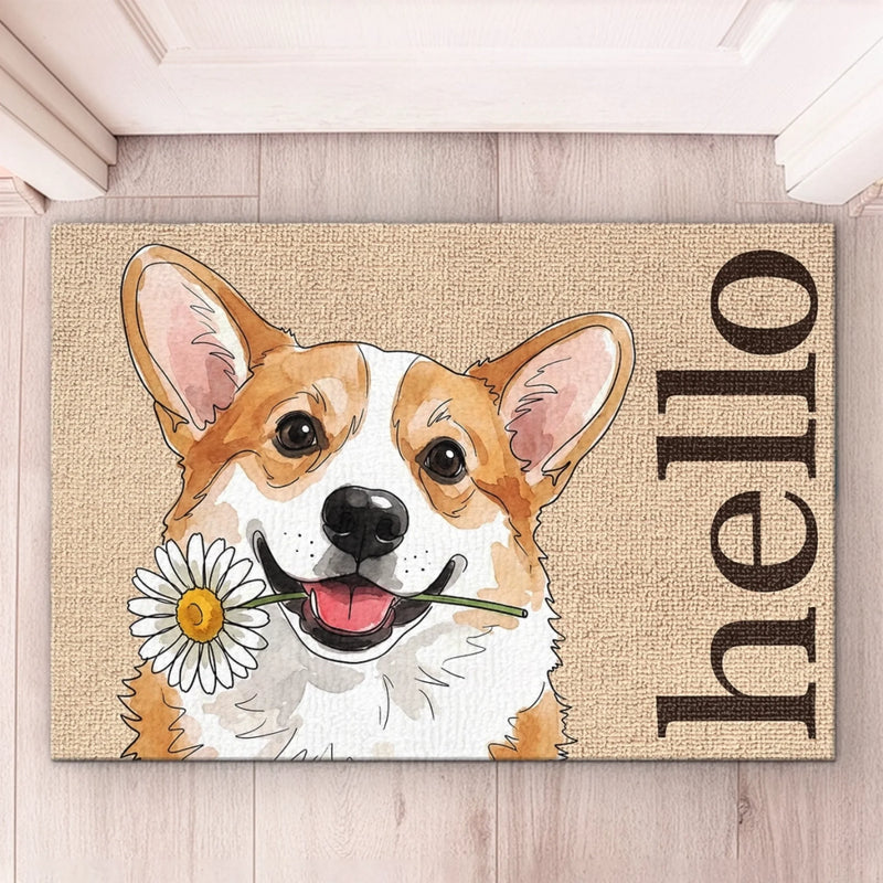Custom Photo Home Decor Decorative Mat - Personalized Birthday Gifts For Dog Cat Lovers, Dog Dad And Mom, Cat Owners - Welcome Home, Furry Friends