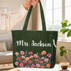 Custom Corduroy Tote Bag - Personalized Teacher Appreciation, Back To School Gifts For Teachers - Beautiful Growth In Every Lesson