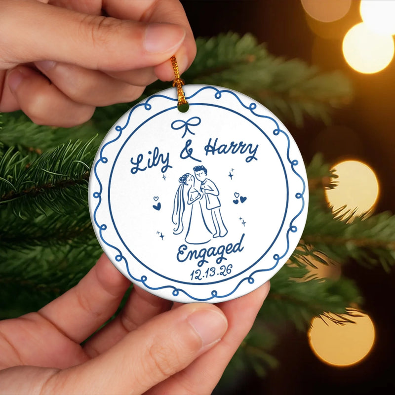 Custom First Christmas Ceramic Ornament - Personalized Anniversary Christmas Wedding Gifts For Husband And Wife, Him And Her - Merry Memories, Starting With You