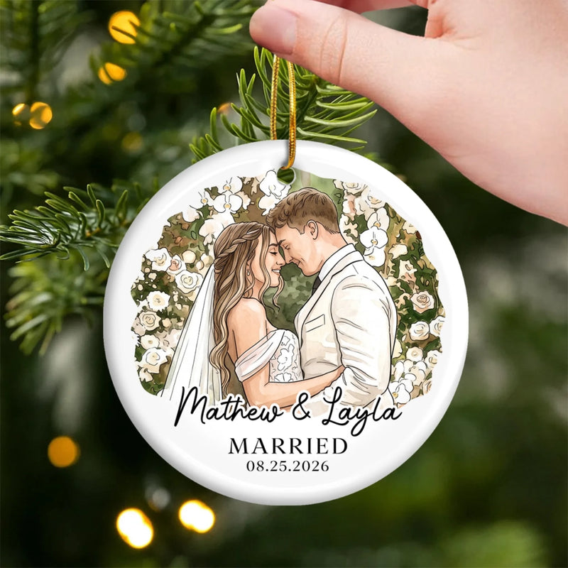 Custom Photo First Christmas Ceramic Ornament - Personalized Anniversary Christmas Wedding Gifts For Husband And Wife, Him And Her - The Best Roll Of My Life