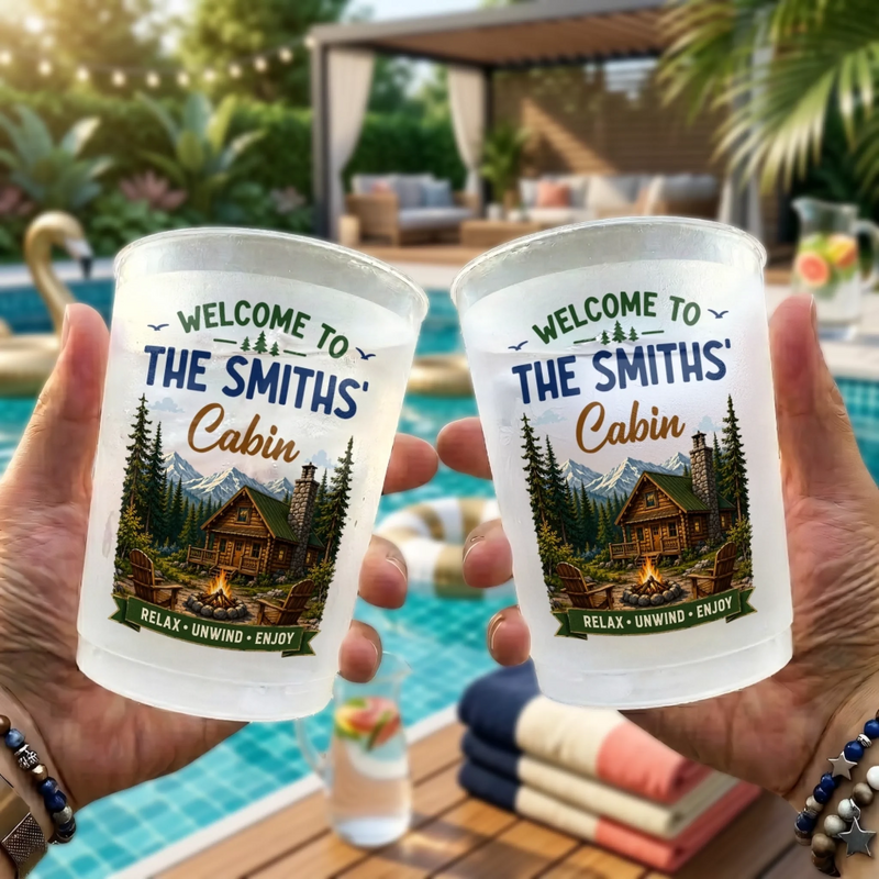 Custom Cabin Party Cups - Personalized Summer Vacation And Travel Gifts For Mom, Dad, Brother, Sister - Cabin State Of Mind