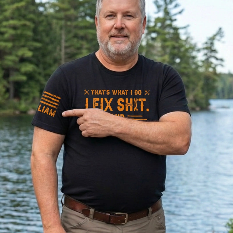 Custom Mechanic T-Shirt - Personalized Birthday Gifts For Husband, Son, Grandson, Brother, Grandpa, Dad, Yourself - Built To Repair