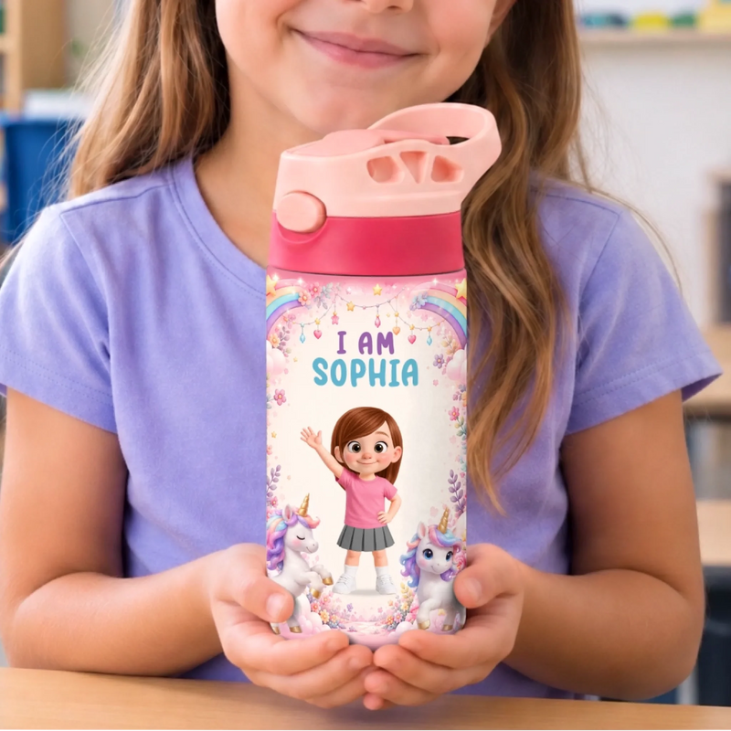 Custom Kids Insulated Water Bottle - Personalized Back To School Gifts For Kids - Growing Strong Every Day