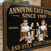 Custom Home Decor Metal Sign - Personalized  Anniversary Wedding Gifts For Husband And Wife, Dog Cat Lovers - Paws And Love All Around