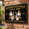 Custom Home Decor Metal Sign - Personalized  Anniversary Wedding Gifts For Husband And Wife, Dog Cat Lovers - Paws And Love All Around