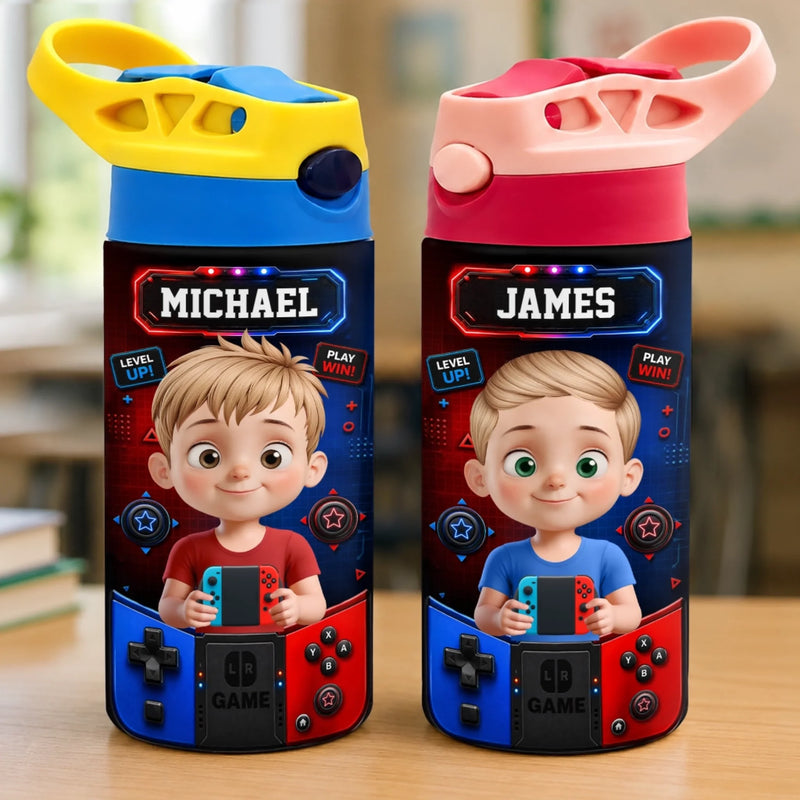 Custom Kids Backpack & Water Bottle Set - Personalized Back To School Gifts For Kids - Level Up Learning