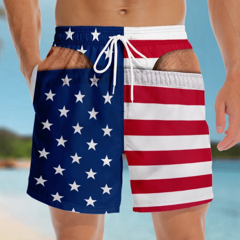 Custom Funny Men Swim Trunks - Personalized Birthday Gifts For Husband, Son, Grandson, Brother, Grandpa, Dad, Yourself - Tropical Beach Prank