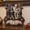 Custom Skeleton 2-Layered Wooden Plaque - Personalized Halloween Decor, Anniversary Wedding Gifts For Husband And Wife, Him And Her - Eternal Love For Us