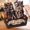 Custom Skeleton 2-Layered Wooden Plaque - Personalized Halloween Decor, Anniversary Wedding Gifts For Husband And Wife, Him And Her - Eternal Love For Us