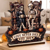 Custom Skeleton 2-Layered Wooden Plaque - Personalized Halloween Decor, Anniversary Wedding Gifts For Husband And Wife, Him And Her - Eternal Love For Us