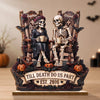 Custom Skeleton 2-Layered Wooden Plaque - Personalized Halloween Decor, Anniversary Wedding Gifts For Husband And Wife, Him And Her - Eternal Love For Us