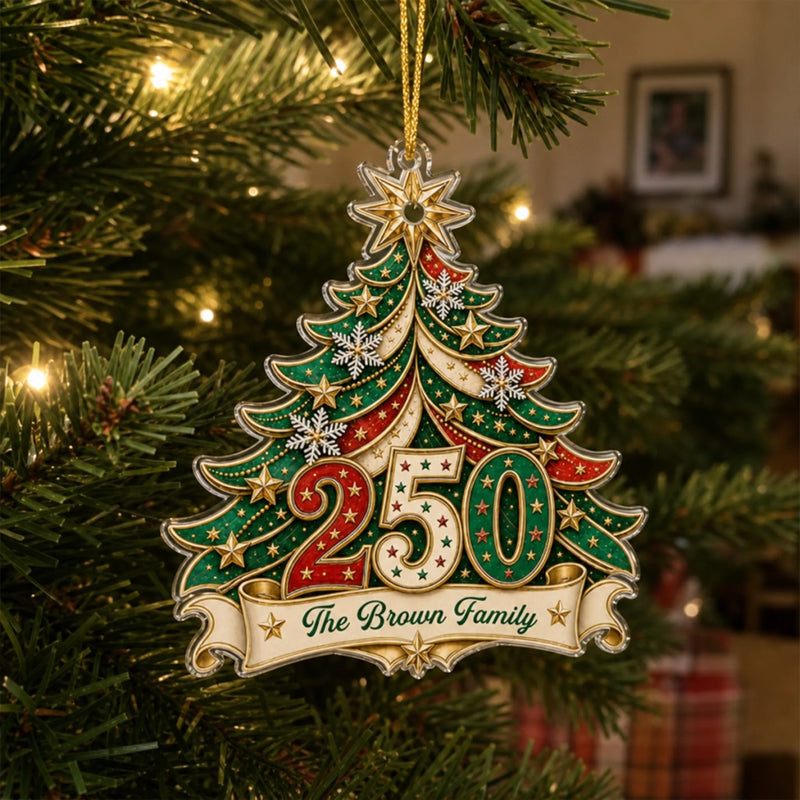 Custom Acrylic Ornament - Personalized America 250th Anniversary Christmas Gifts For Mom, Dad, Brother, Sister - Home For The Holidays