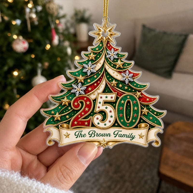 Custom Acrylic Ornament - Personalized America 250th Anniversary Christmas Gifts For Mom, Dad, Brother, Sister - Home For The Holidays