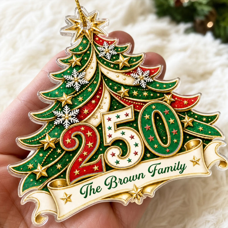 Custom Acrylic Ornament - Personalized America 250th Anniversary Christmas Gifts For Mom, Dad, Brother, Sister - Home For The Holidays