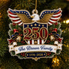 Custom Acrylic Ornament - Personalized America 250th Anniversary Christmas Gifts For Mom, Dad, Brother, Sister - Generations Of Freedom And Love