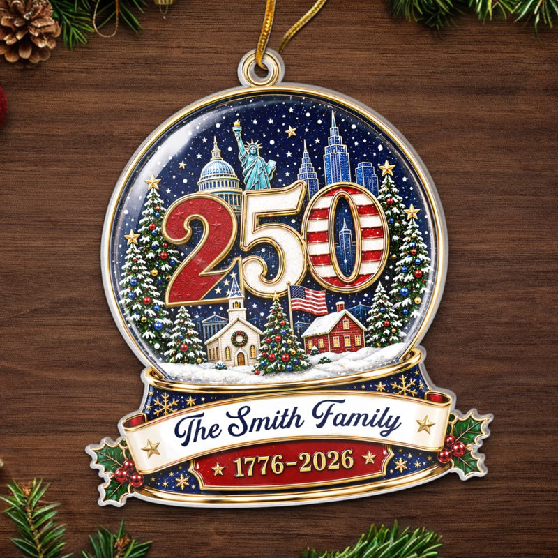 Custom Acrylic Ornament - Personalized America 250th Anniversary Christmas Gifts For Mom, Dad, Brother, Sister - Generations Of Freedom And Love