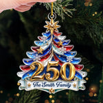 Custom Acrylic Ornament - Personalized America 250th Anniversary Christmas Gifts For Mom, Dad, Brother, Sister - Faith Family Freedom Always