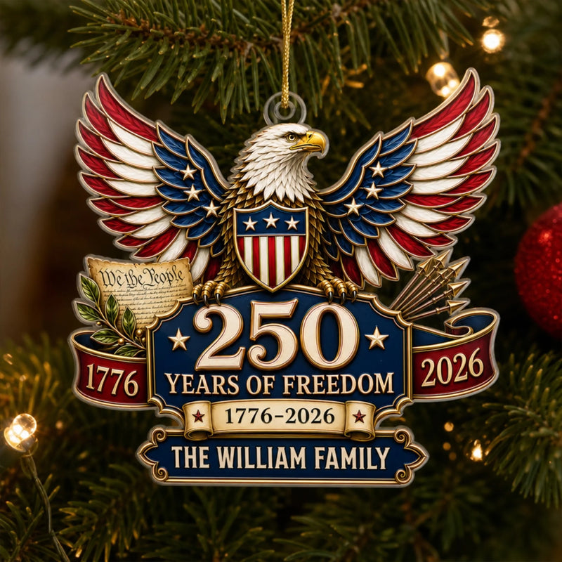Custom Acrylic Ornament - Personalized America 250th Anniversary Christmas Gifts For Mom, Dad, Brother, Sister - Land Of The Free