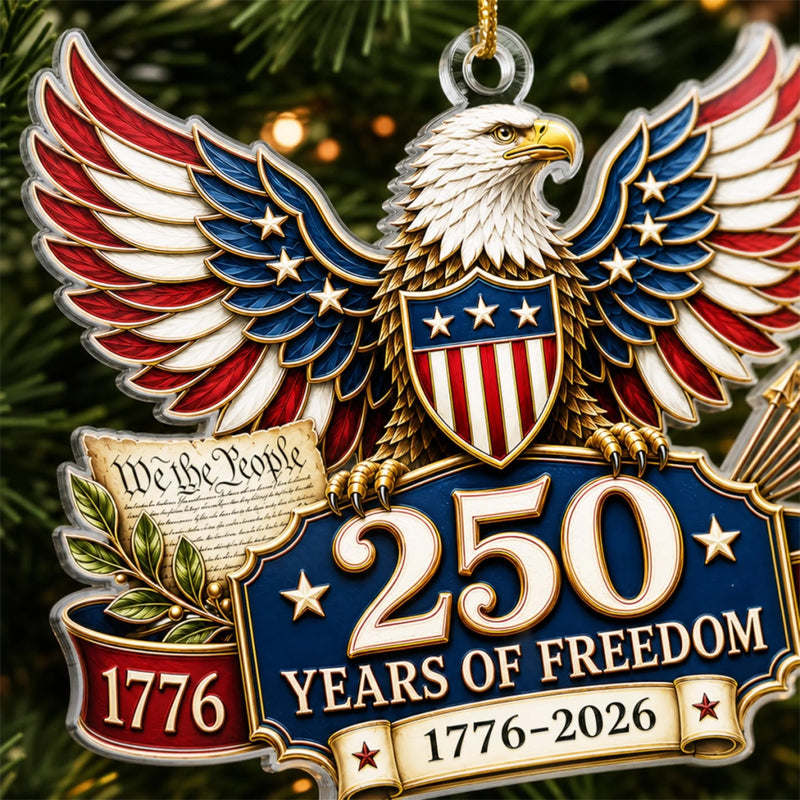 Custom Acrylic Ornament - Personalized America 250th Anniversary Christmas Gifts For Mom, Dad, Brother, Sister - Land Of The Free