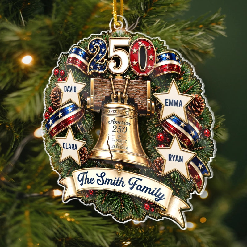 Custom Acrylic Ornament - Personalized America 250th Anniversary Christmas Gifts For Mom, Dad, Brother, Sister - Guided By Love And Liberty