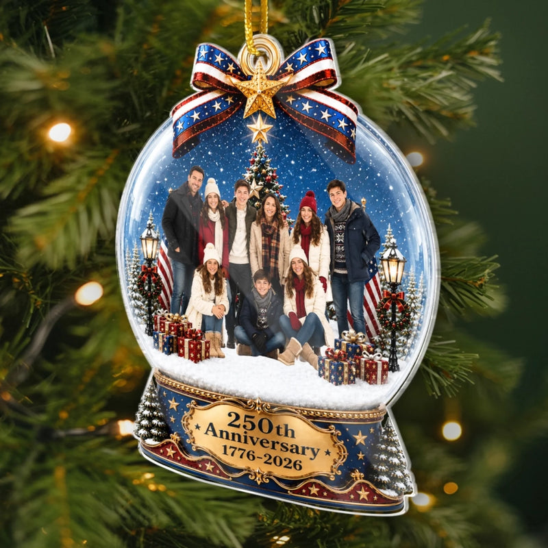 Custom Photo Acrylic Ornament - Personalized America 250th Anniversary Christmas Gifts For Mom, Dad, Brother, Sister - Forever Wrapped In Love