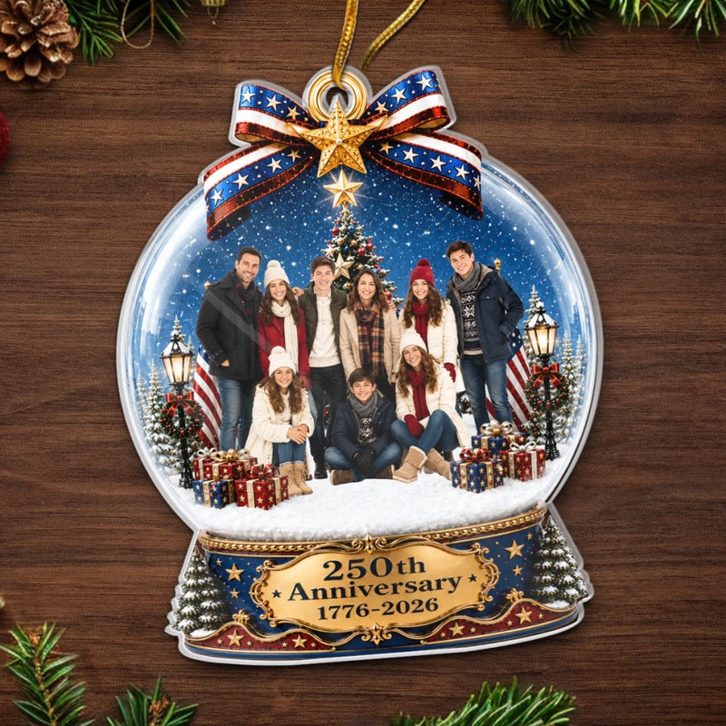Custom Photo Acrylic Ornament - Personalized America 250th Anniversary Christmas Gifts For Mom, Dad, Brother, Sister - Forever Wrapped In Love