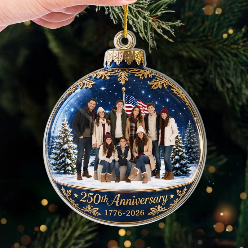 Custom Photo Acrylic Ornament - Personalized America 250th Anniversary Christmas Gifts For Mom, Dad, Brother, Sister - Bright Moments Together Always